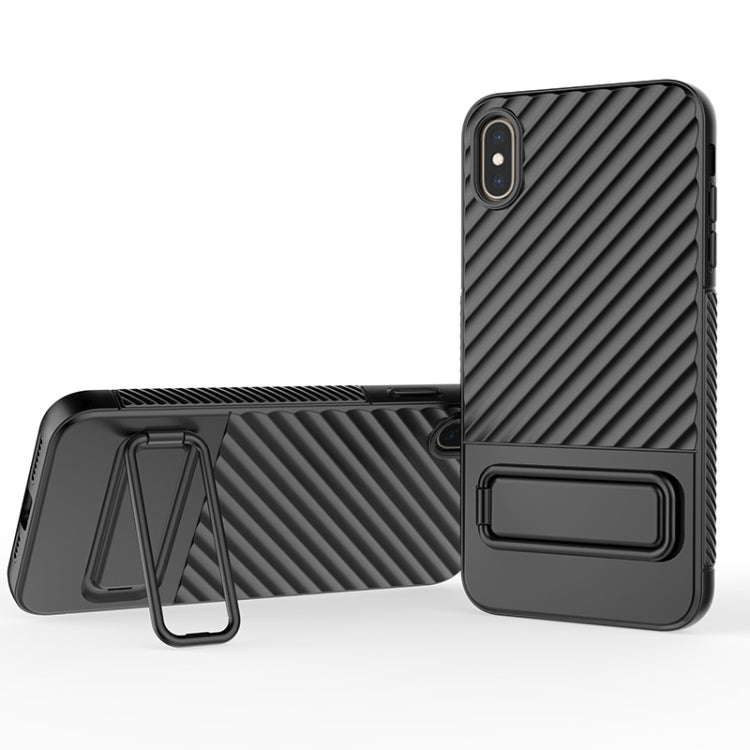For iPhone XS Max Wavy Texture TPU Phone Case with Lens Film