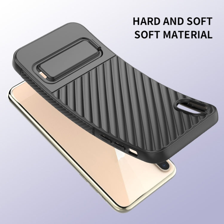 For iPhone XS Max Wavy Texture TPU Phone Case with Lens Film