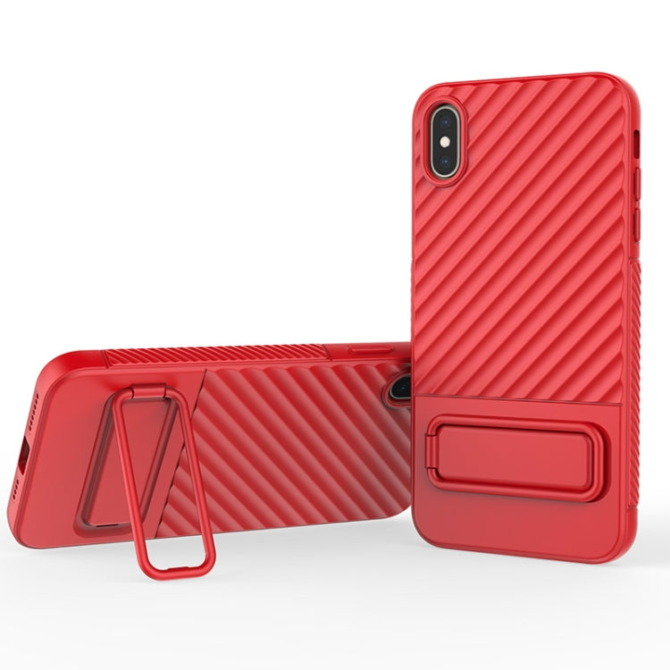 For iPhone XS Max Wavy Texture TPU Phone Case with Lens Film
