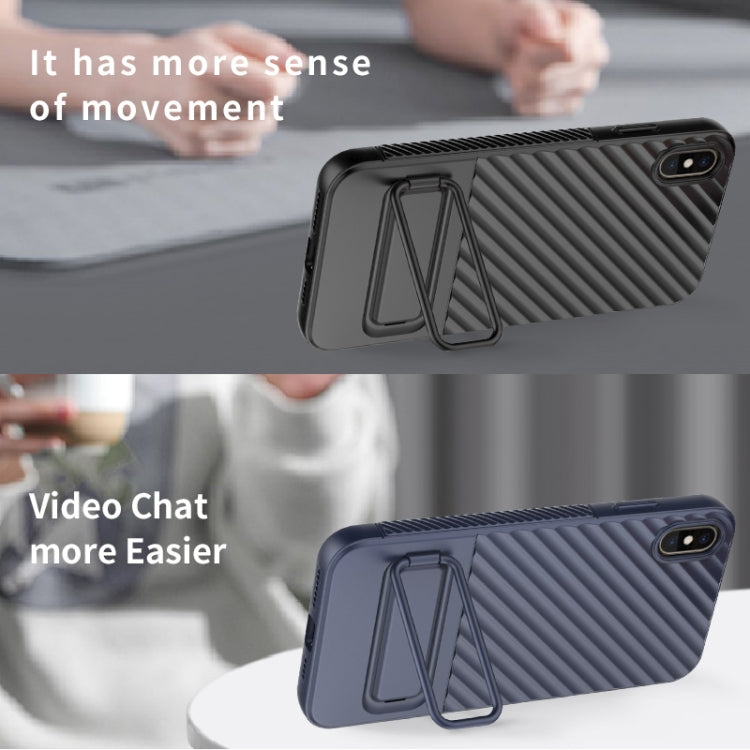 For iPhone XS Max Wavy Texture TPU Phone Case with Lens Film