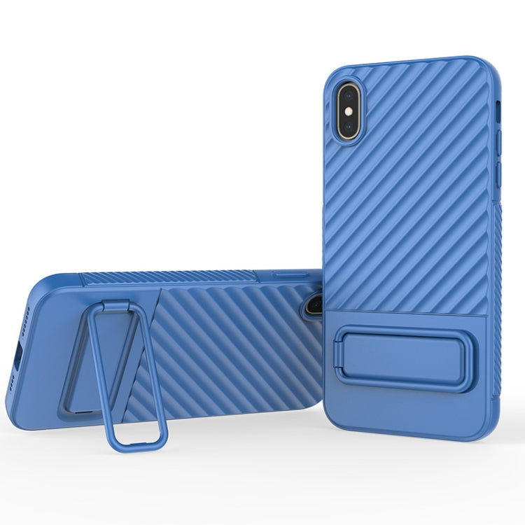 For iPhone XS Max Wavy Texture TPU Phone Case with Lens Film