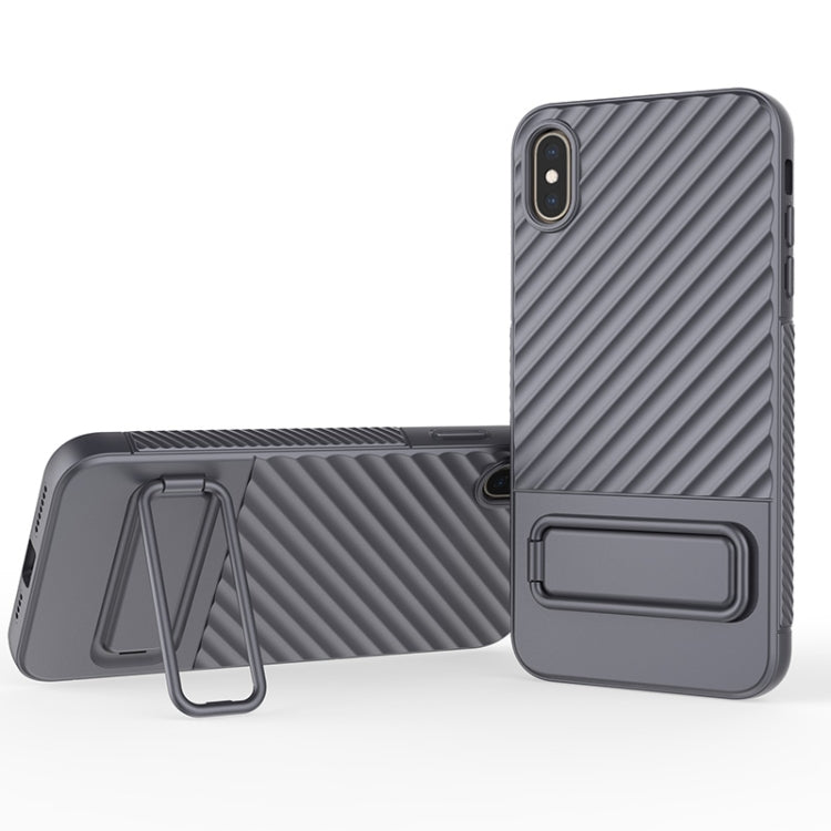 For iPhone XS Max Wavy Texture TPU Phone Case with Lens Film