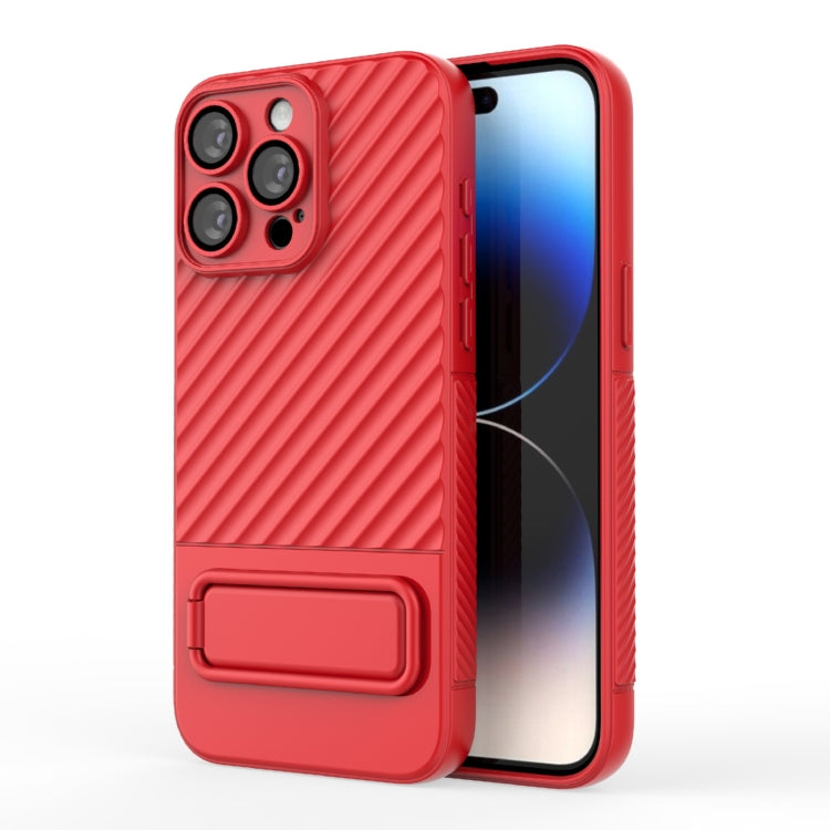 For iPhone 15 Pro Max Wavy Texture TPU Phone Case with Lens Film