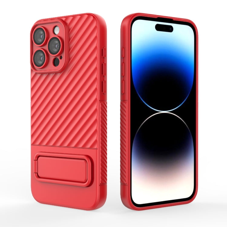 For iPhone 15 Pro Max Wavy Texture TPU Phone Case with Lens Film