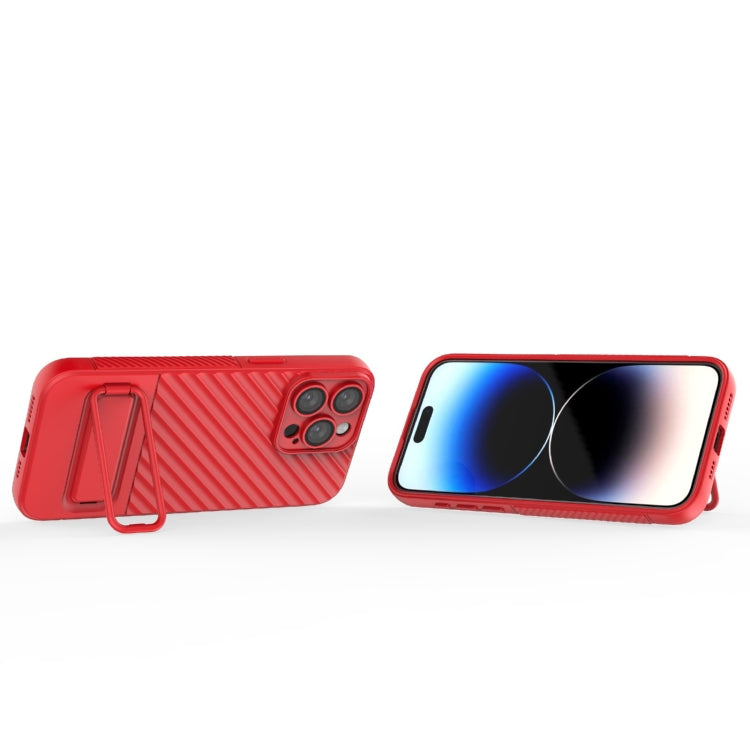 For iPhone 15 Pro Max Wavy Texture TPU Phone Case with Lens Film