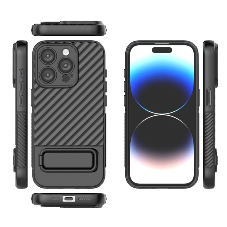 For iPhone 15 Pro Wavy Texture TPU Phone Case with Lens Film