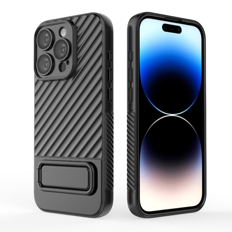 For iPhone 15 Pro Wavy Texture TPU Phone Case with Lens Film