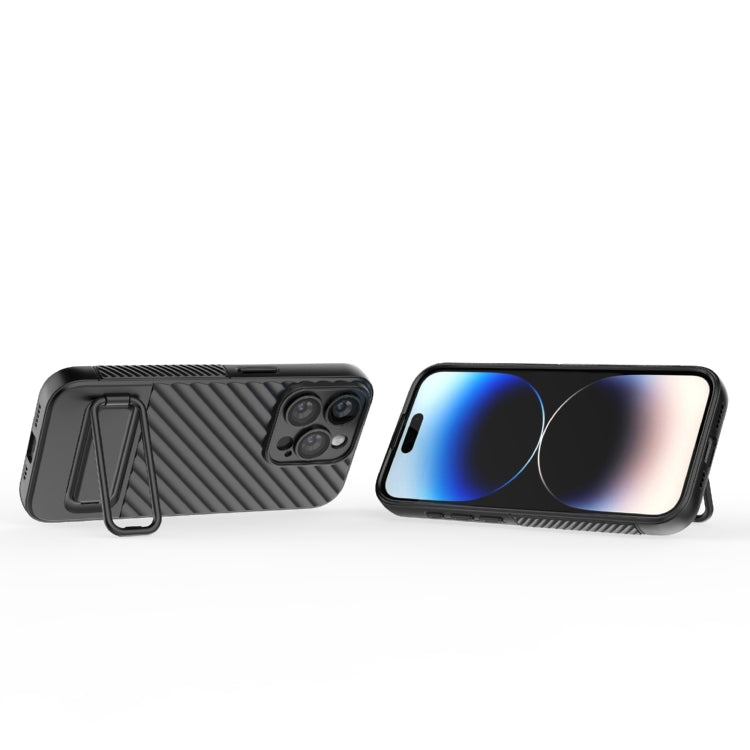 For iPhone 15 Pro Wavy Texture TPU Phone Case with Lens Film