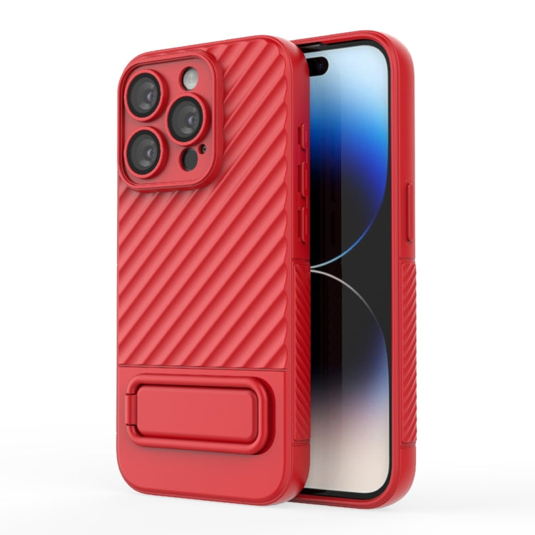 For iPhone 15 Pro Wavy Texture TPU Phone Case with Lens Film