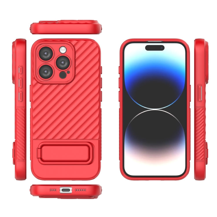 For iPhone 15 Pro Wavy Texture TPU Phone Case with Lens Film