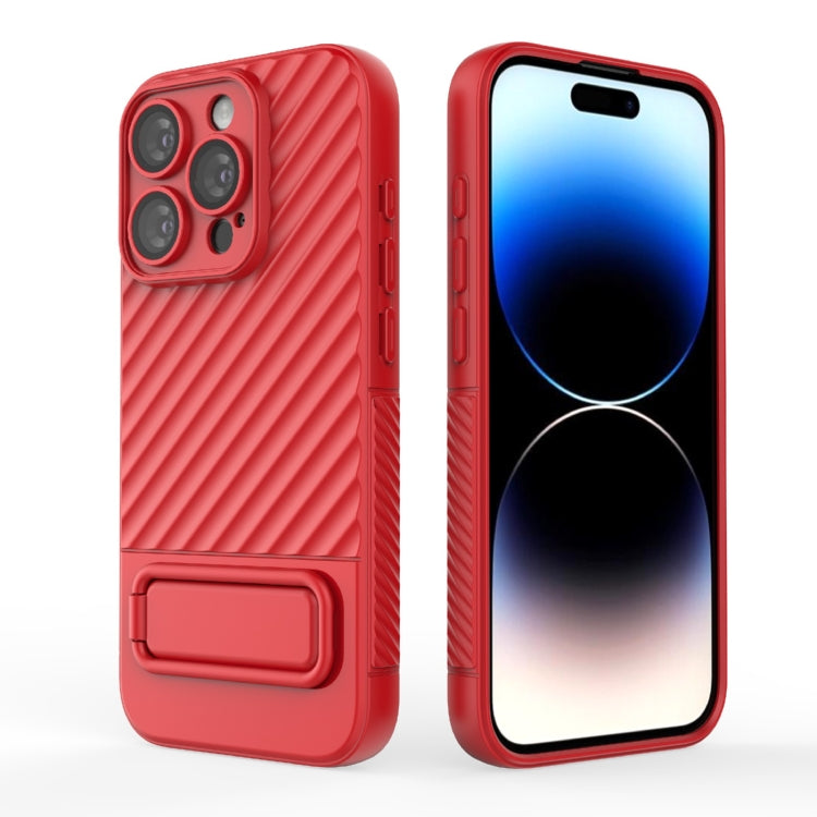 For iPhone 15 Pro Wavy Texture TPU Phone Case with Lens Film