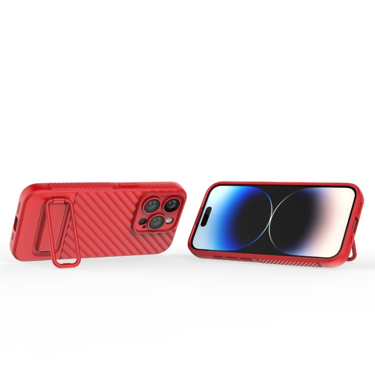 For iPhone 15 Pro Wavy Texture TPU Phone Case with Lens Film