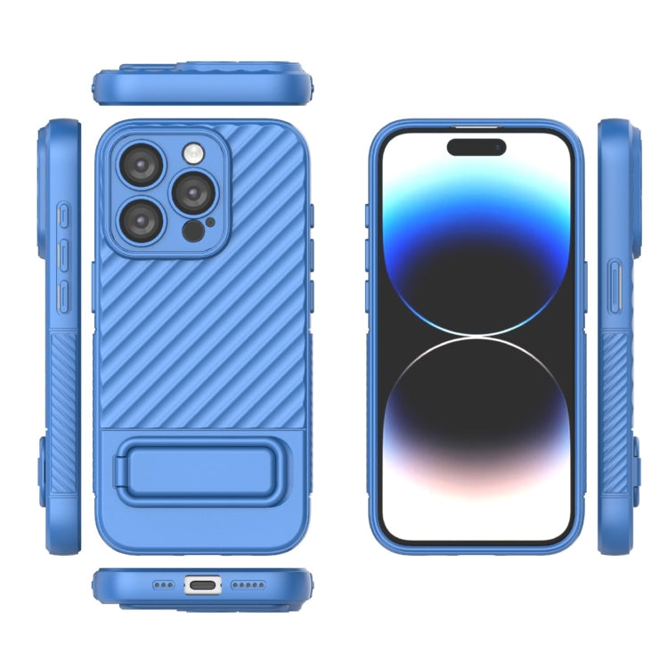 For iPhone 15 Pro Wavy Texture TPU Phone Case with Lens Film