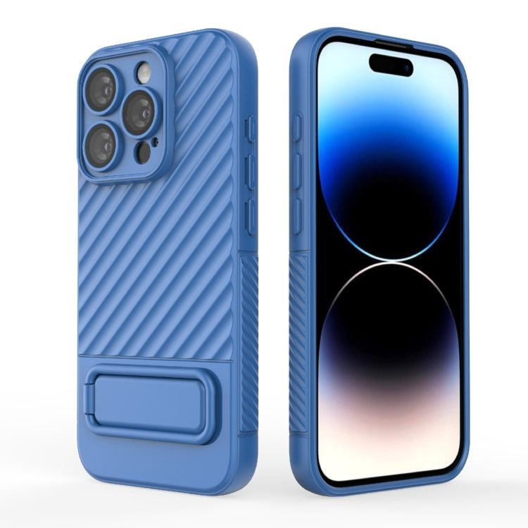 For iPhone 15 Pro Wavy Texture TPU Phone Case with Lens Film