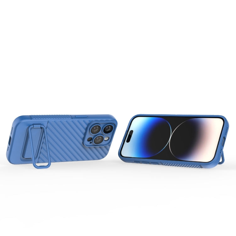 For iPhone 15 Pro Wavy Texture TPU Phone Case with Lens Film