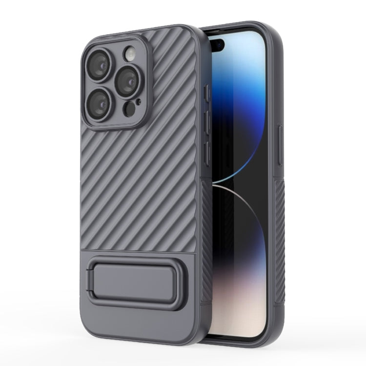 For iPhone 15 Pro Wavy Texture TPU Phone Case with Lens Film