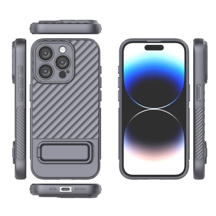 For iPhone 15 Pro Wavy Texture TPU Phone Case with Lens Film