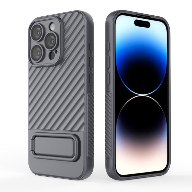 For iPhone 15 Pro Wavy Texture TPU Phone Case with Lens Film