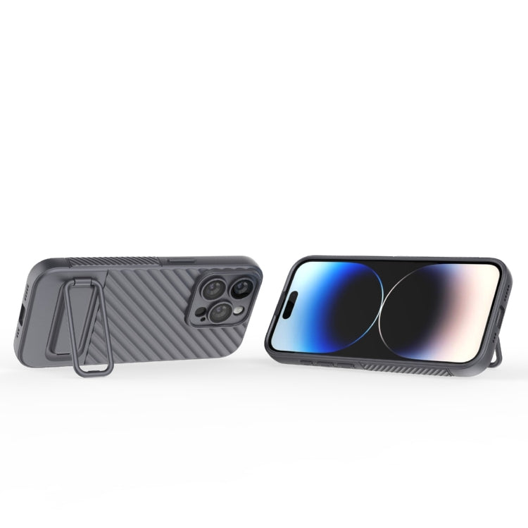 For iPhone 15 Pro Wavy Texture TPU Phone Case with Lens Film