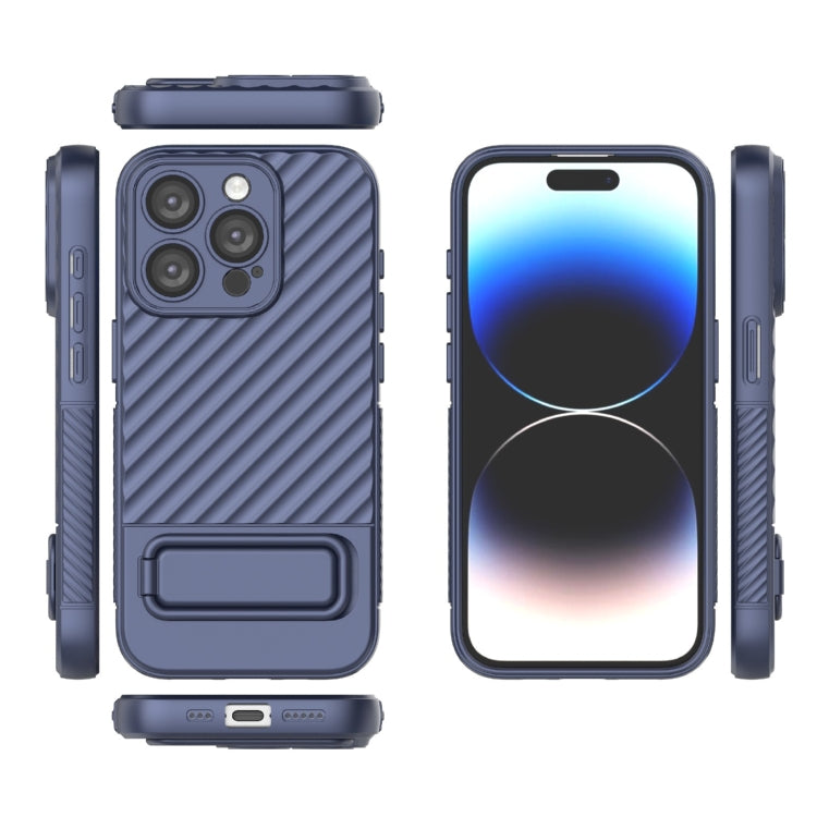 For iPhone 15 Pro Wavy Texture TPU Phone Case with Lens Film