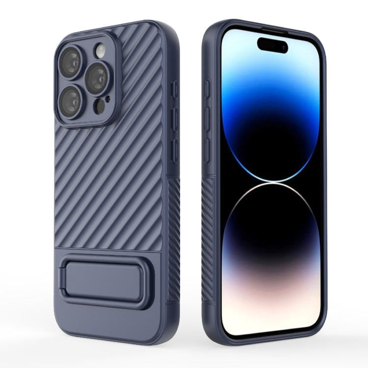 For iPhone 15 Pro Wavy Texture TPU Phone Case with Lens Film