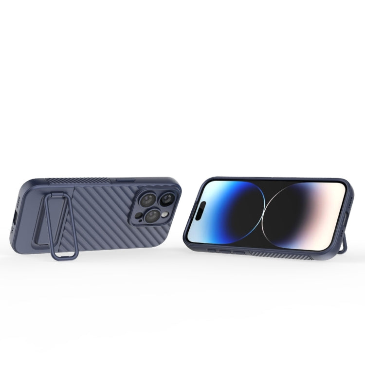 For iPhone 15 Pro Wavy Texture TPU Phone Case with Lens Film