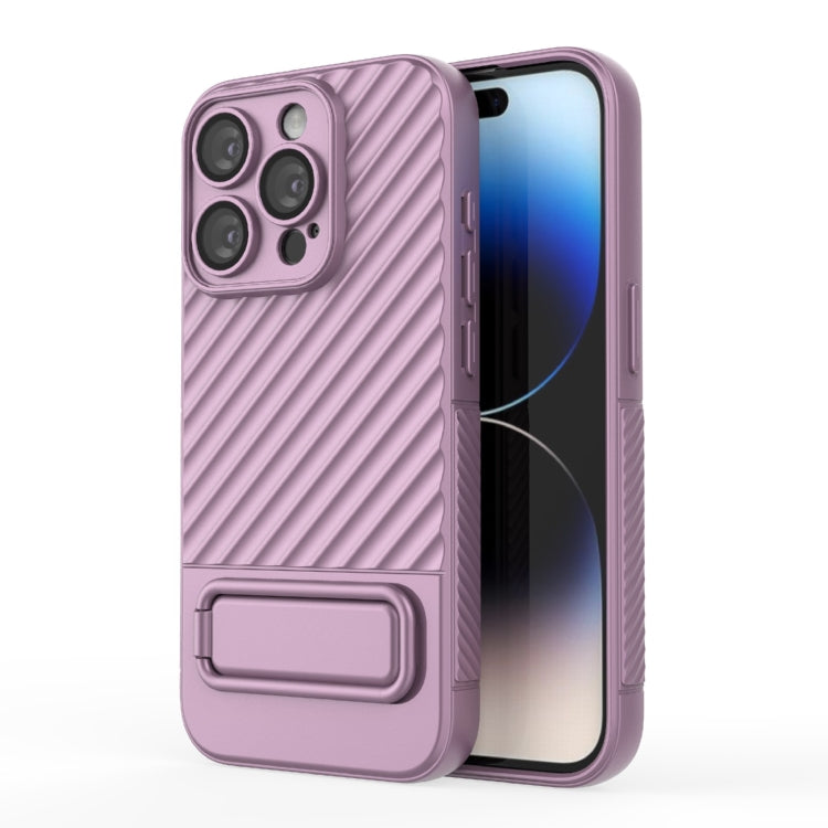 For iPhone 15 Pro Wavy Texture TPU Phone Case with Lens Film