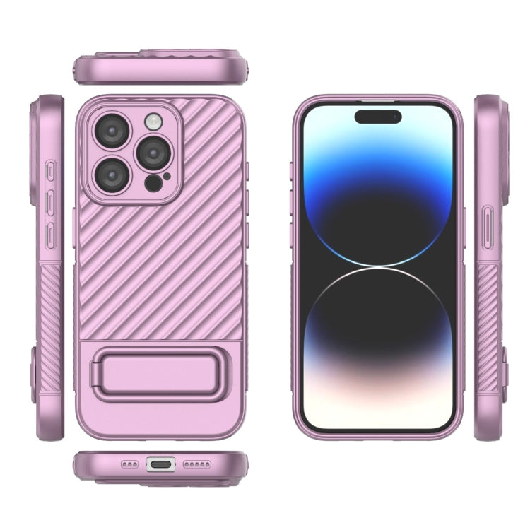 For iPhone 15 Pro Wavy Texture TPU Phone Case with Lens Film