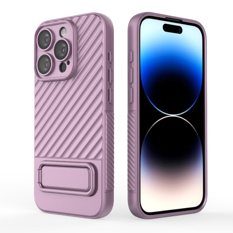 For iPhone 15 Pro Wavy Texture TPU Phone Case with Lens Film