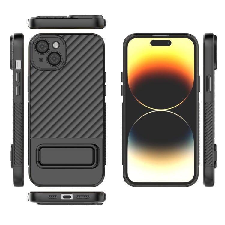 For iPhone 15 Plus Wavy Texture TPU Phone Case with Lens Film