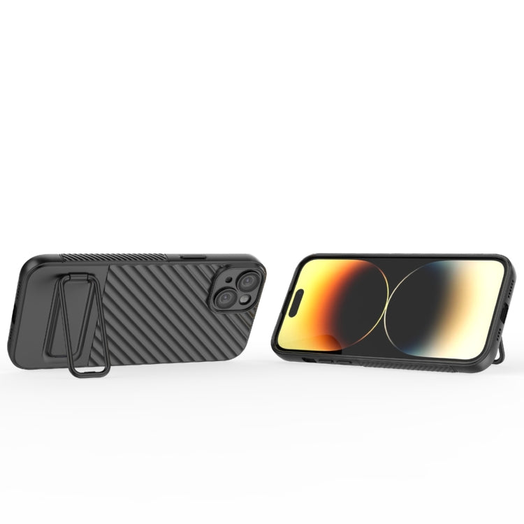 For iPhone 15 Plus Wavy Texture TPU Phone Case with Lens Film