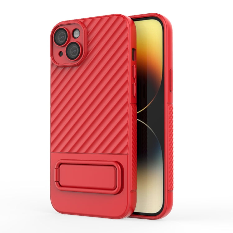 For iPhone 15 Plus Wavy Texture TPU Phone Case with Lens Film