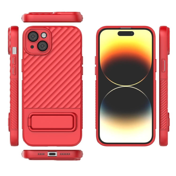 For iPhone 15 Plus Wavy Texture TPU Phone Case with Lens Film