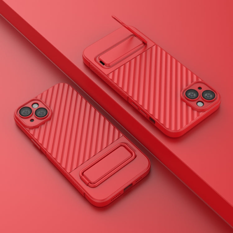 For iPhone 15 Plus Wavy Texture TPU Phone Case with Lens Film