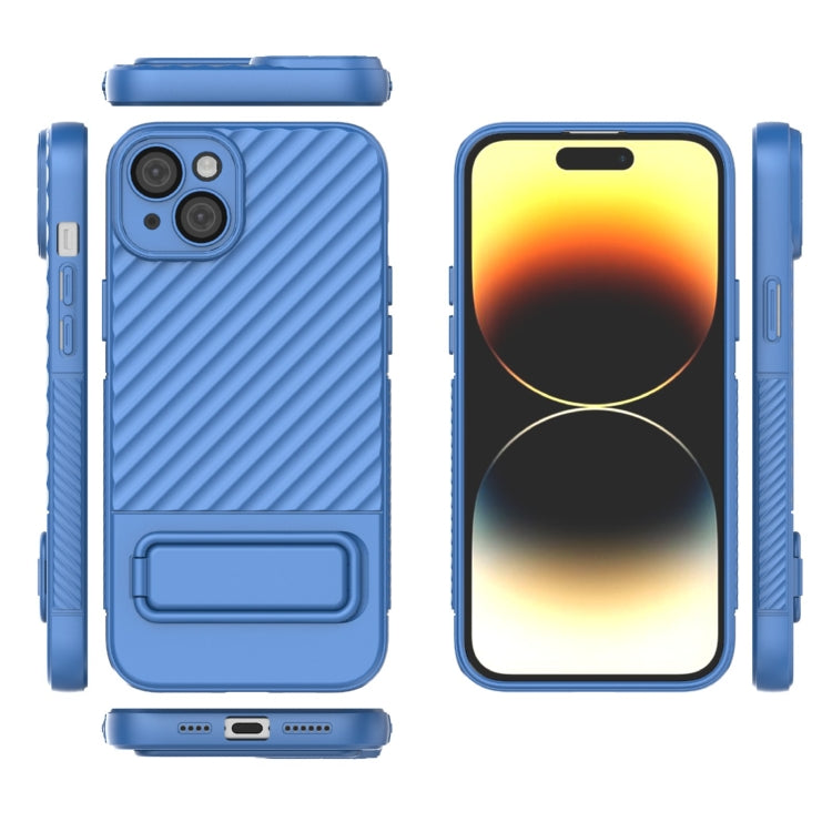For iPhone 15 Plus Wavy Texture TPU Phone Case with Lens Film