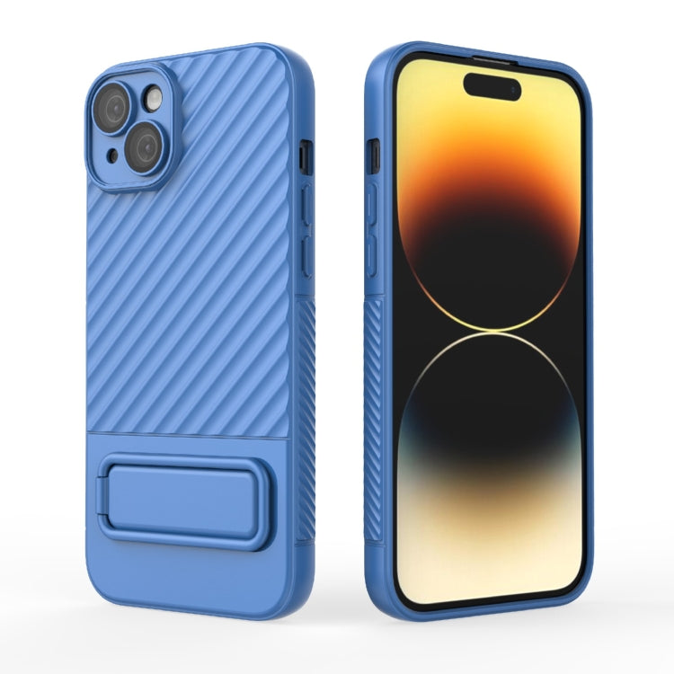 For iPhone 15 Plus Wavy Texture TPU Phone Case with Lens Film
