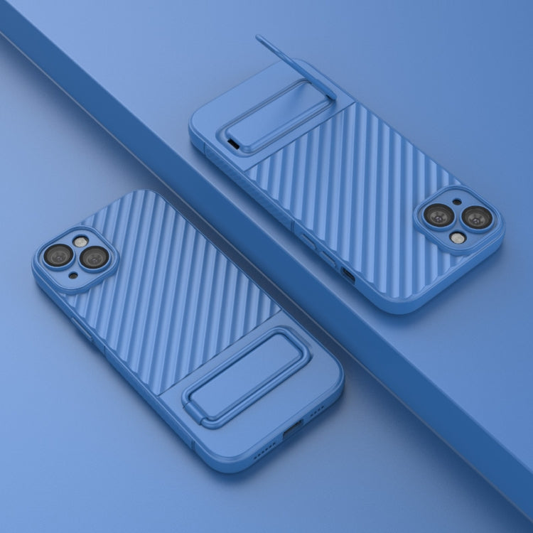 For iPhone 15 Plus Wavy Texture TPU Phone Case with Lens Film
