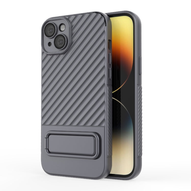 For iPhone 15 Plus Wavy Texture TPU Phone Case with Lens Film