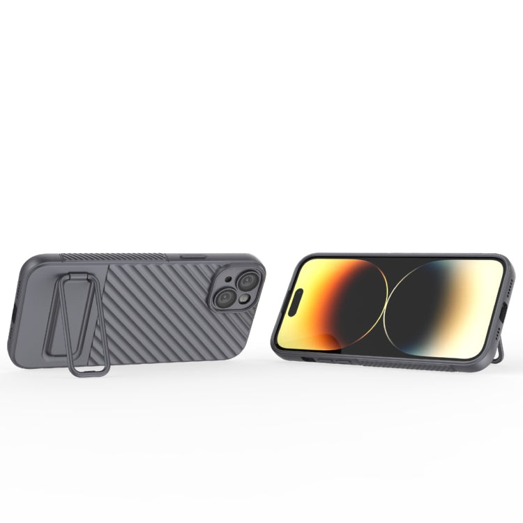 For iPhone 15 Plus Wavy Texture TPU Phone Case with Lens Film