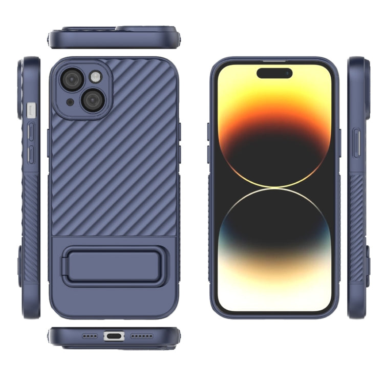 For iPhone 15 Plus Wavy Texture TPU Phone Case with Lens Film