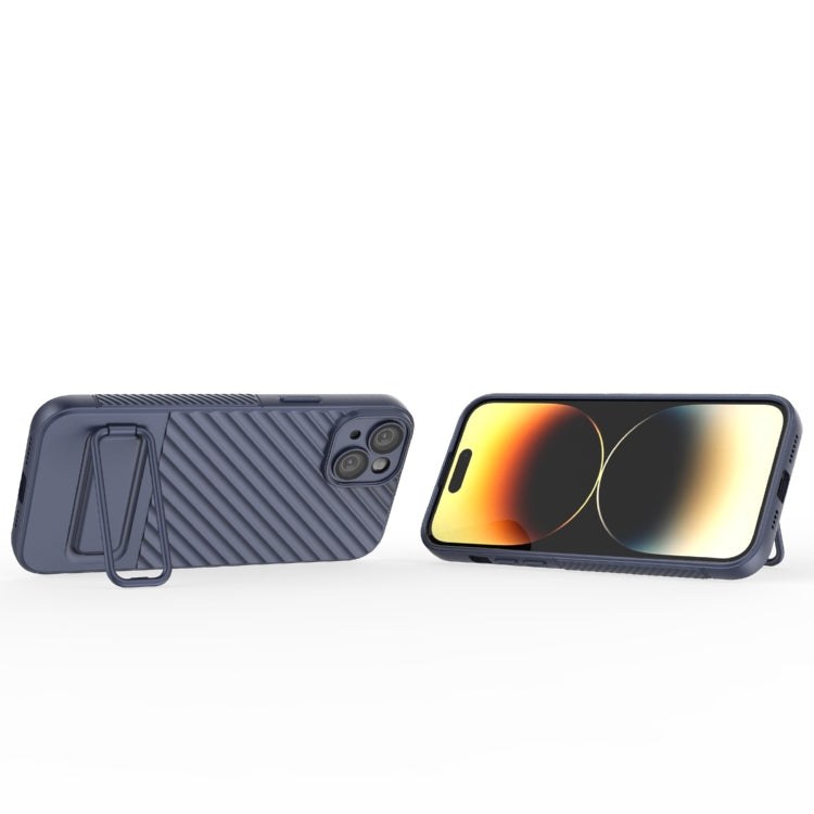 For iPhone 15 Plus Wavy Texture TPU Phone Case with Lens Film