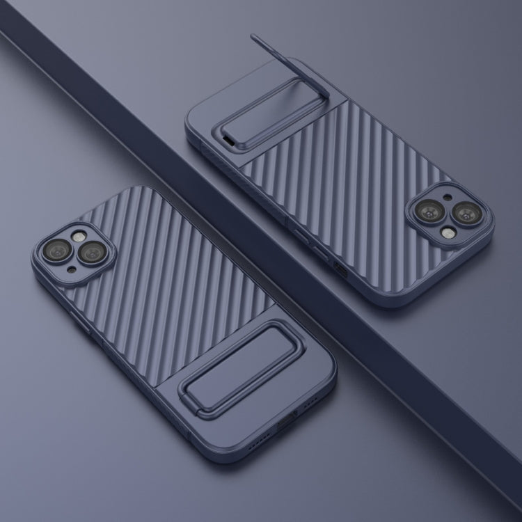 For iPhone 15 Plus Wavy Texture TPU Phone Case with Lens Film