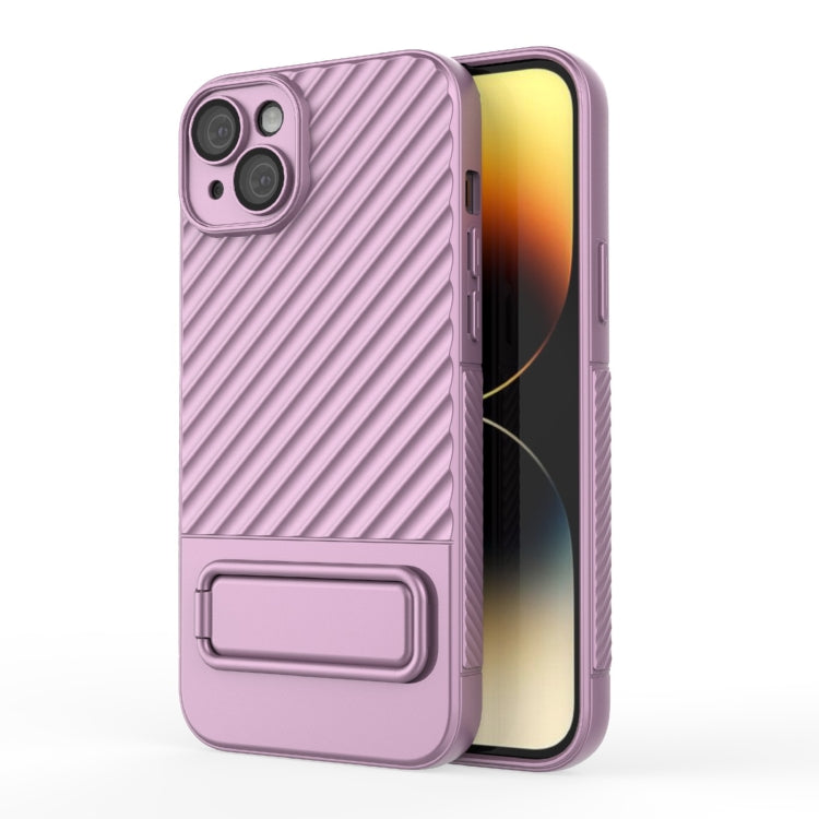 For iPhone 15 Plus Wavy Texture TPU Phone Case with Lens Film