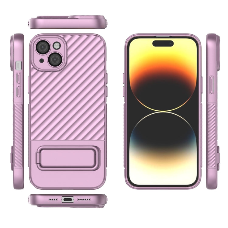 For iPhone 15 Plus Wavy Texture TPU Phone Case with Lens Film