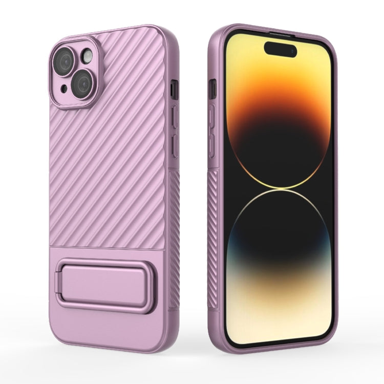 For iPhone 15 Plus Wavy Texture TPU Phone Case with Lens Film