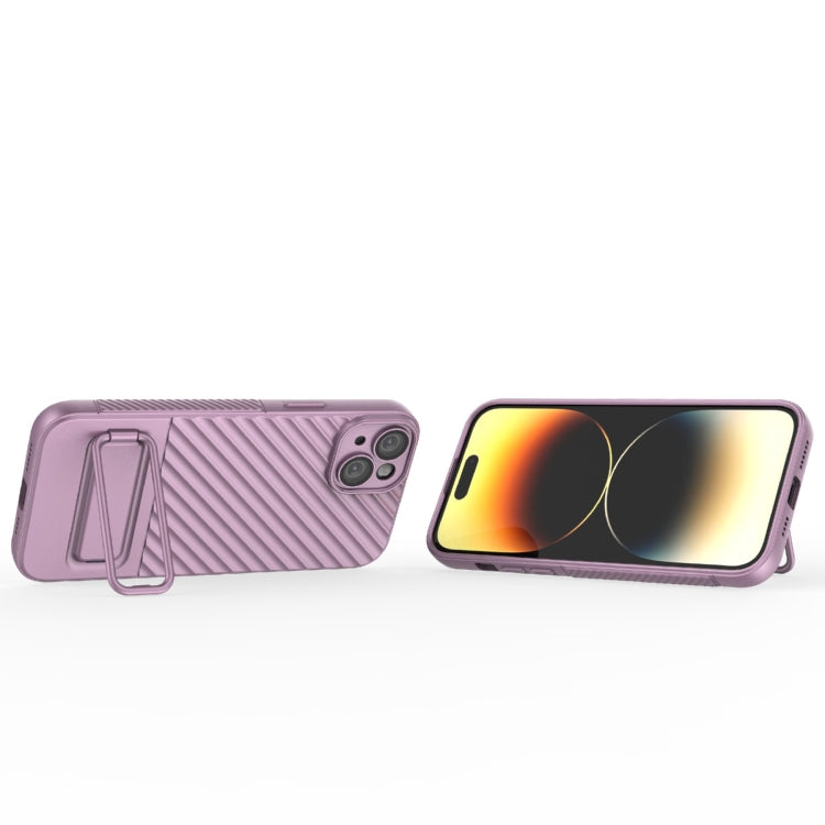 For iPhone 15 Plus Wavy Texture TPU Phone Case with Lens Film