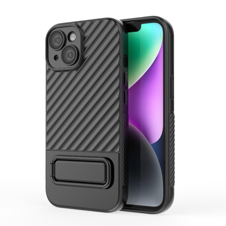 For iPhone 15 Wavy Texture TPU Phone Case with Lens Film