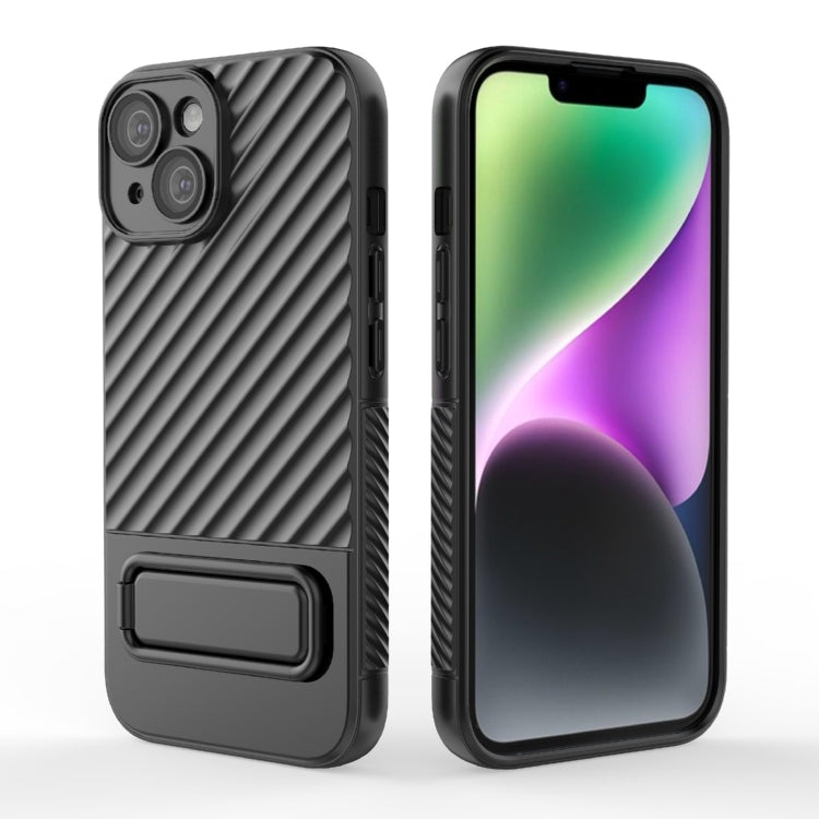 For iPhone 15 Wavy Texture TPU Phone Case with Lens Film