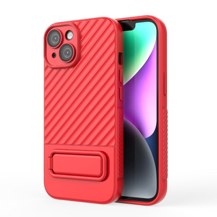 For iPhone 15 Wavy Texture TPU Phone Case with Lens Film