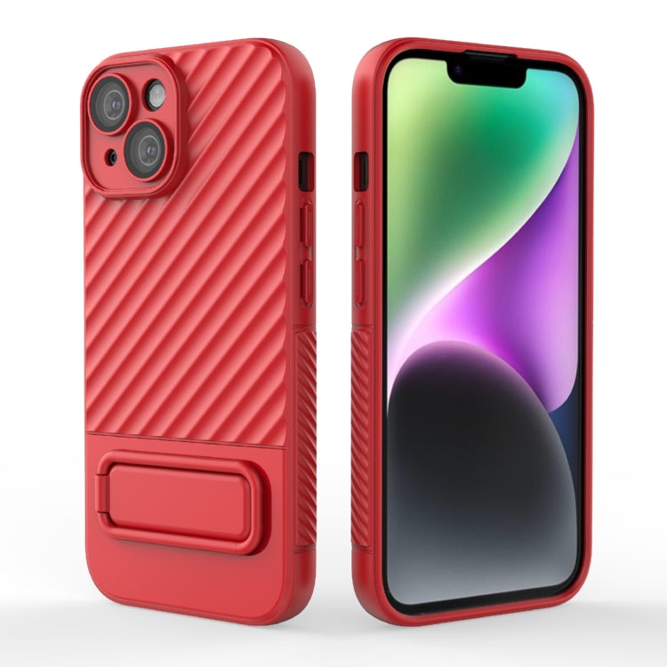 For iPhone 15 Wavy Texture TPU Phone Case with Lens Film